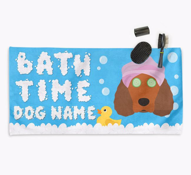 'Bubble Bath Time' Personalised Dog Towel for your {breedCommonName}